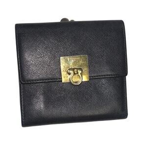 Salvatore Ferragamo Black Envelope Leather Wallet